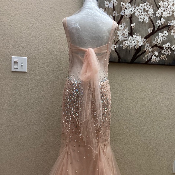 Pink Rhinestones Back Bow tie Mermaid Formal/Prom Dress - Picture 3 of 10